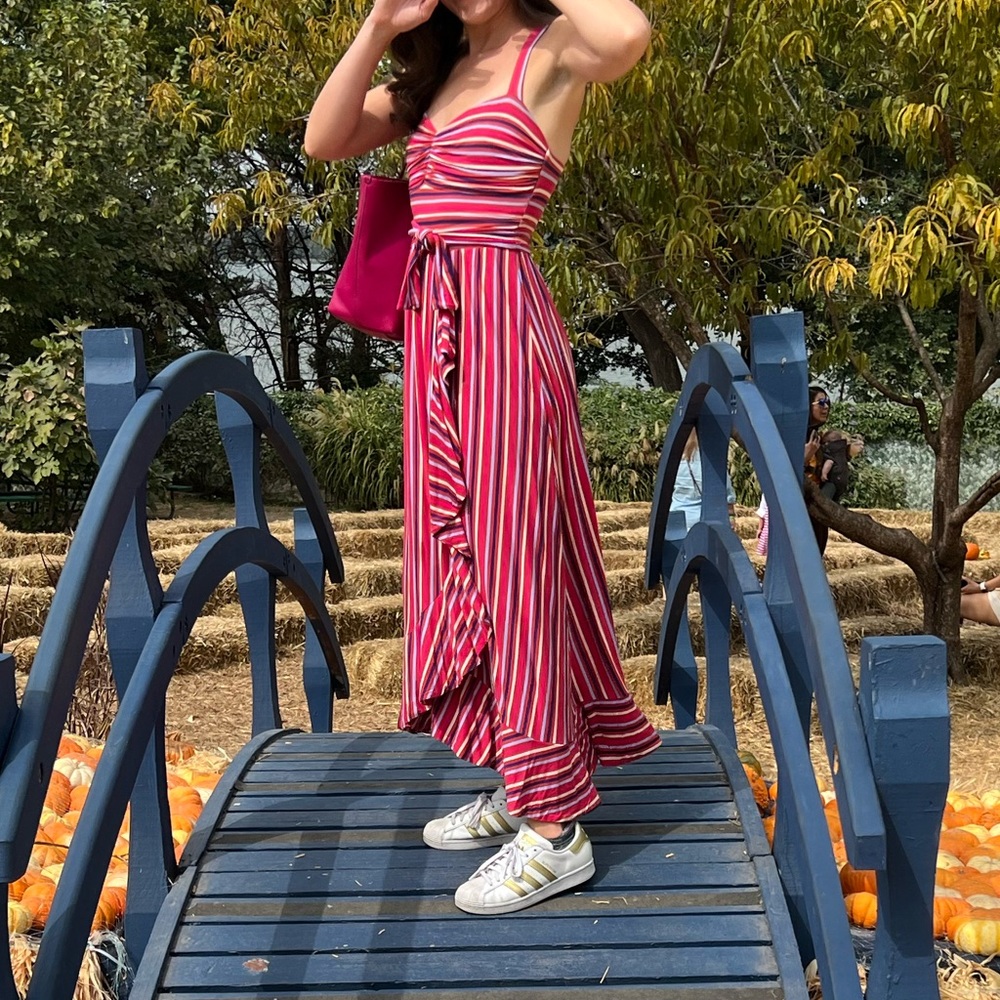 Anthropologie Maeve Gabriella Pink Striped Maxi Dress